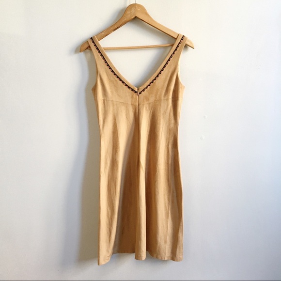 VINTAGE Allen Schwartz Suede Embroidered Dress 2 - Picture 5 of 8